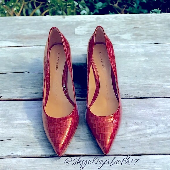 NWT Gianni Bini Reptile Embossed Red Patent Leather Platform Pumps/Heels, 7.5 - Picture 7 of 16